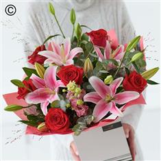 Large Valentines Rose &amp; Lily Bouquet